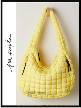 Free People Quilted Carryall SOUR CITRUS YELLOW
